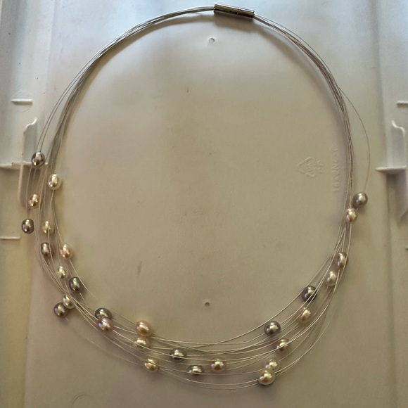 Honora Jewelry - New Honora Floating Freshwater Pearl Multi Strand White Wire Illusion Necklace